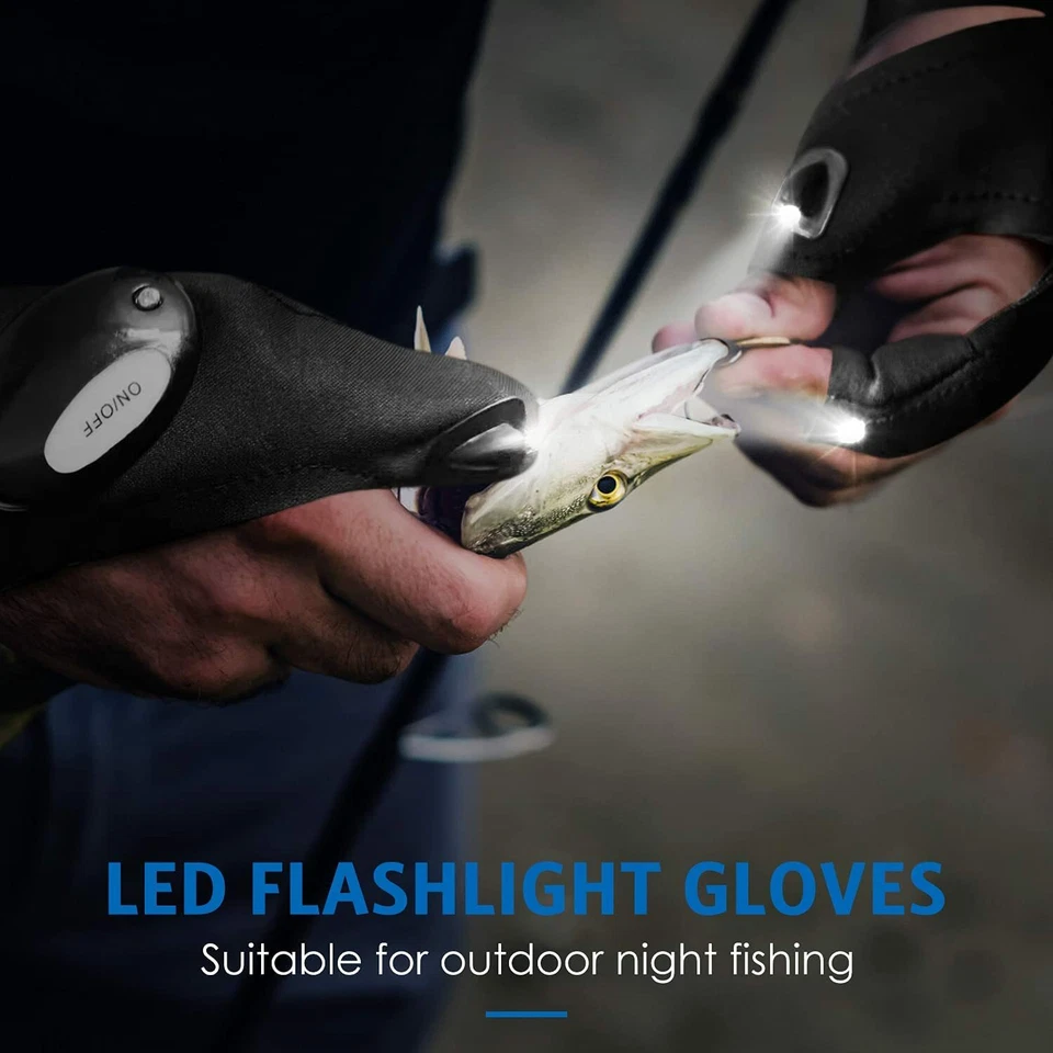 Guantes Linterna LED, Tácticos Sin Dedos 2 Pares Foto 4 de 4