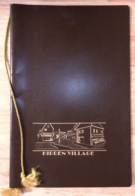 Hidden Village Cafe LARGE Fancy Gilt Embossed Menu Breakfast Lunch