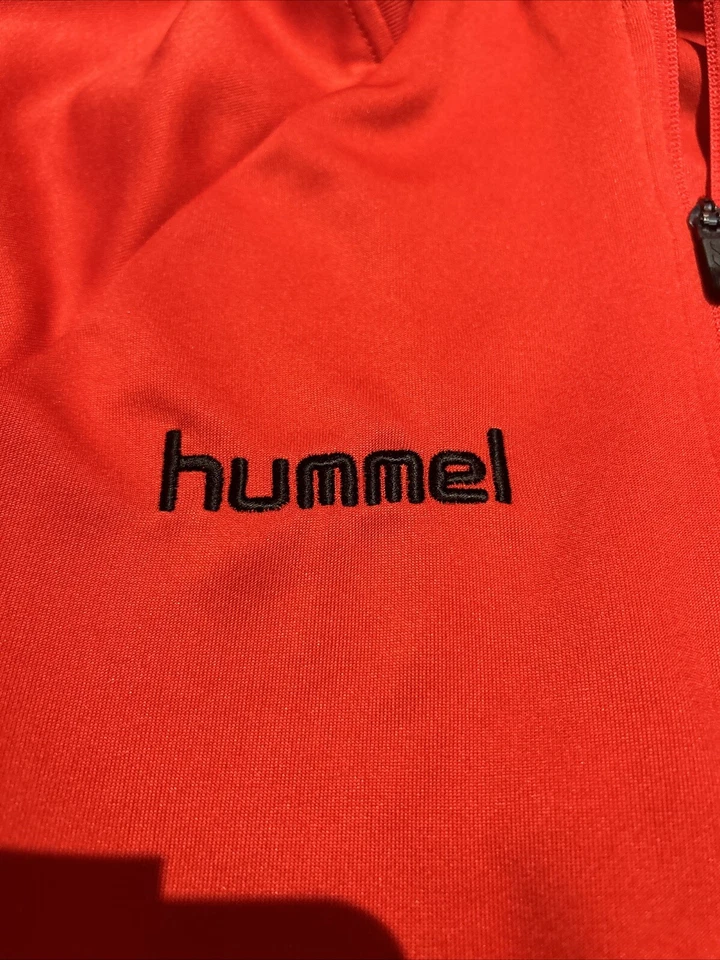 Chaqueta Hummel Upper 90 FC Cremallera Completa Negra Roja Rayas de Carreras Grande Fútbol Fútbol Foto 2 de 4