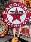 Vintage Style Metal Sign Texaco Gasoline 30 x 30 Round NOT Porcelain Made USA