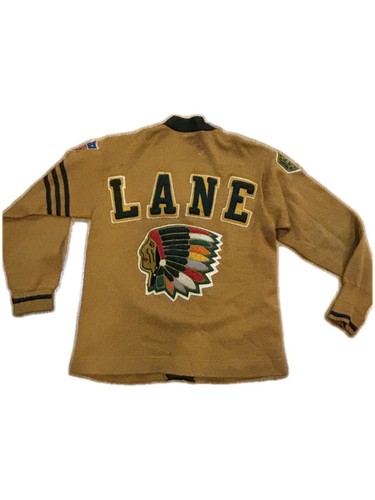 Vintage 40s 50s Lane Tech Chicago Wool Varsity Letterman Cardigan Sweater Mens M