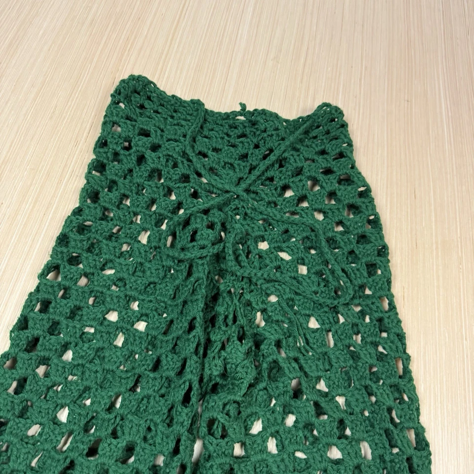 Vintage 60s 70s Bell Bottom Crochet Pants Sweater Open Knit Size Medium Hippie - Image 3 of 4