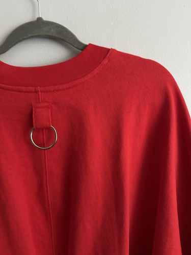 Tibi S Cocoon CrewNeck Sweatshirt Red Pullover Slash Slit Elbow Top Ring - Picture 4 of 12