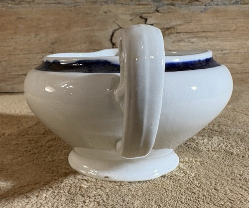 Vintage Porzellan Sauciere Blau & Weiß Milchkännchen Antik - Bild 3 von 8