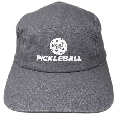 Port Authority 5 Panel Gray Hat OS Pickleball Embroidered Slideback Adjustable