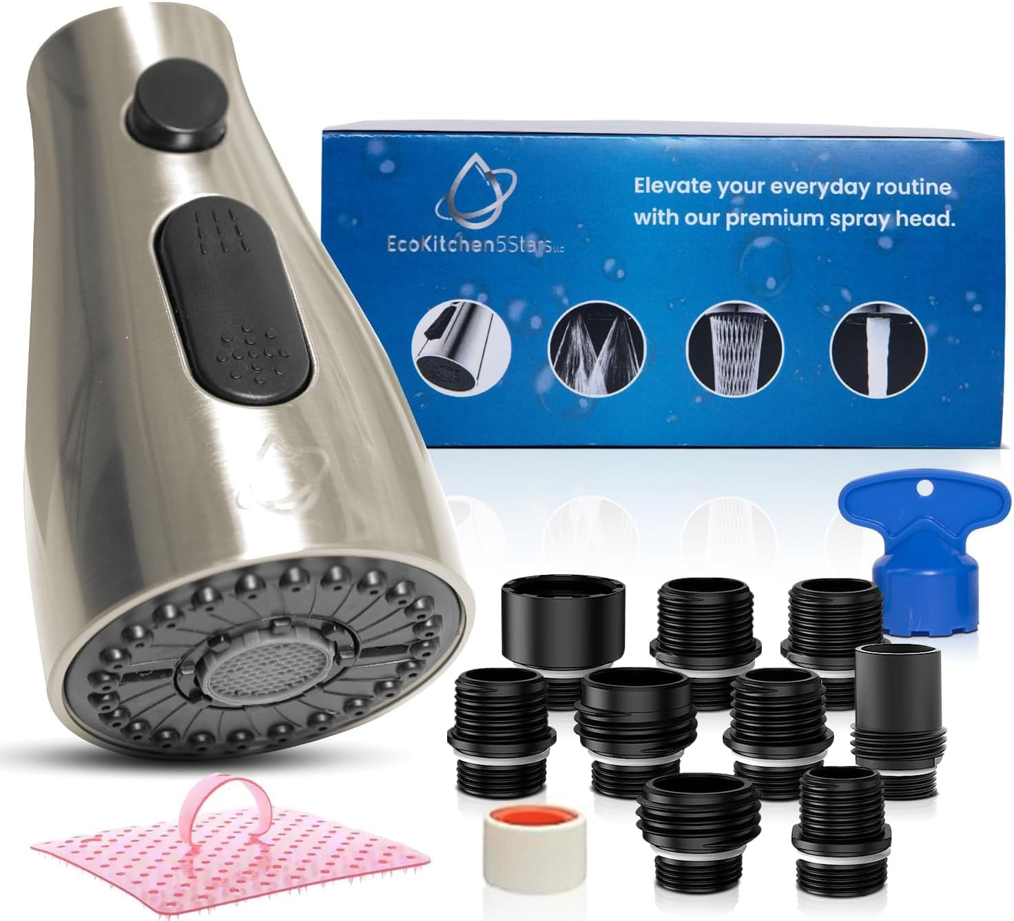 Kitchen Faucet Head Replacement &ndash; Pull-Down Sprayer for Moen Delta 3-Mode Sink
