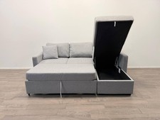 Reagan Light Grey Fabric Right Hand Corner Sofa Bed with Storage