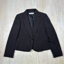 Tahari Pin Stripe Classic Office Business Career One Button Blazer Jacket 12