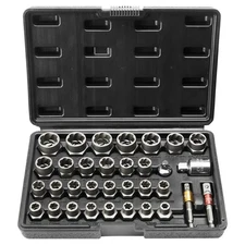 29-piece bolt and nut removal tool set, bolt extractor set, with storage box.
