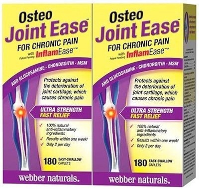 2 PACK Webber Naturals Osteo Joint Ease 180 Caplets 360 Total - EXP JUNE 2028