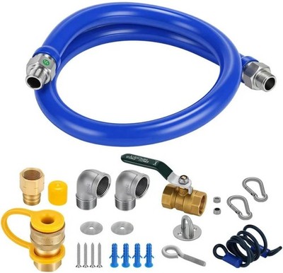 Safety System Kit, 3/4'' ×48 inch Commercial Gas Hose Connector Kit for Kitchen