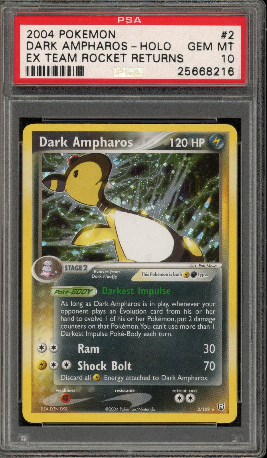 Pokemon Dark Ampharos EX Team Rocket Returns Holo Rare #2 PSA 10 Gem Mint