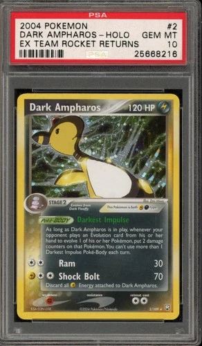 Pokemon Dark Ampharos EX Team Rocket Returns Holo Rare #2 PSA 10 Gem Mint