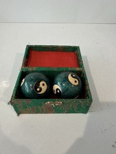 Green Yin Yang Baoding Balls In Decorative Box For Stress Relief  Hand Therapy