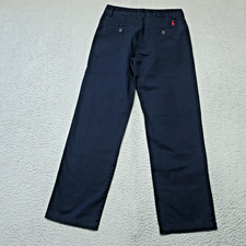 Polo Ralph Lauren Chino Pants Boys 10 Navy Red Pony Flat Front Slash Pockets