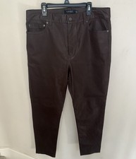 NWT Lauren Ralph Lauren women brown leather pants