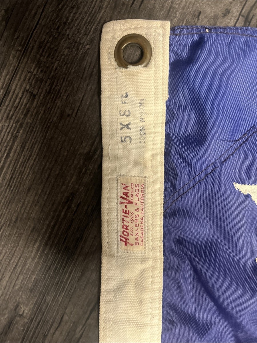 Vintage HORTIE-VAN Mfg Co. 50 Star American Flag PASADENA 5x8