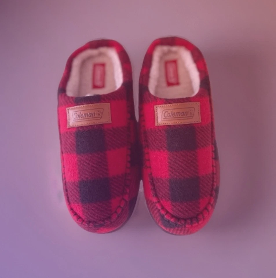 Zapatillas de mula de campamento resistentes al agua Coleman para hombre talla pequeña. Cuadros rojos. Nuevo Foto 4 de 4