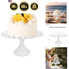 12-Inch Porcelain Round Cake Stand - White Dessert Stand for Wedding, Birthda...