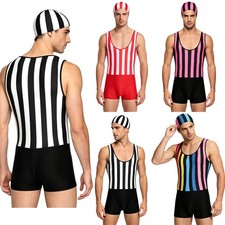Traje de baño de secado rápido para hombre Body con gorro de baño a rayas Traje de baño para surf
