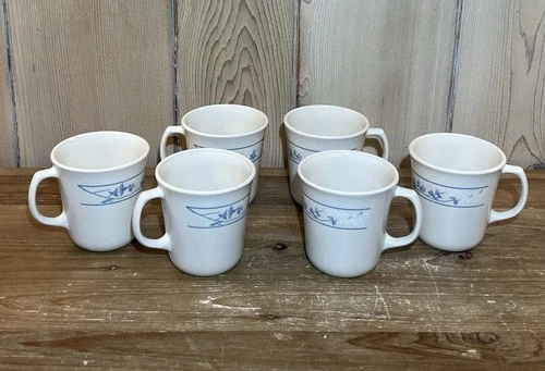 Vintage Corelle Corning Ware FIRST OF SPRING 8 Oz Tea Cups Coffee Mugs Set Of 6