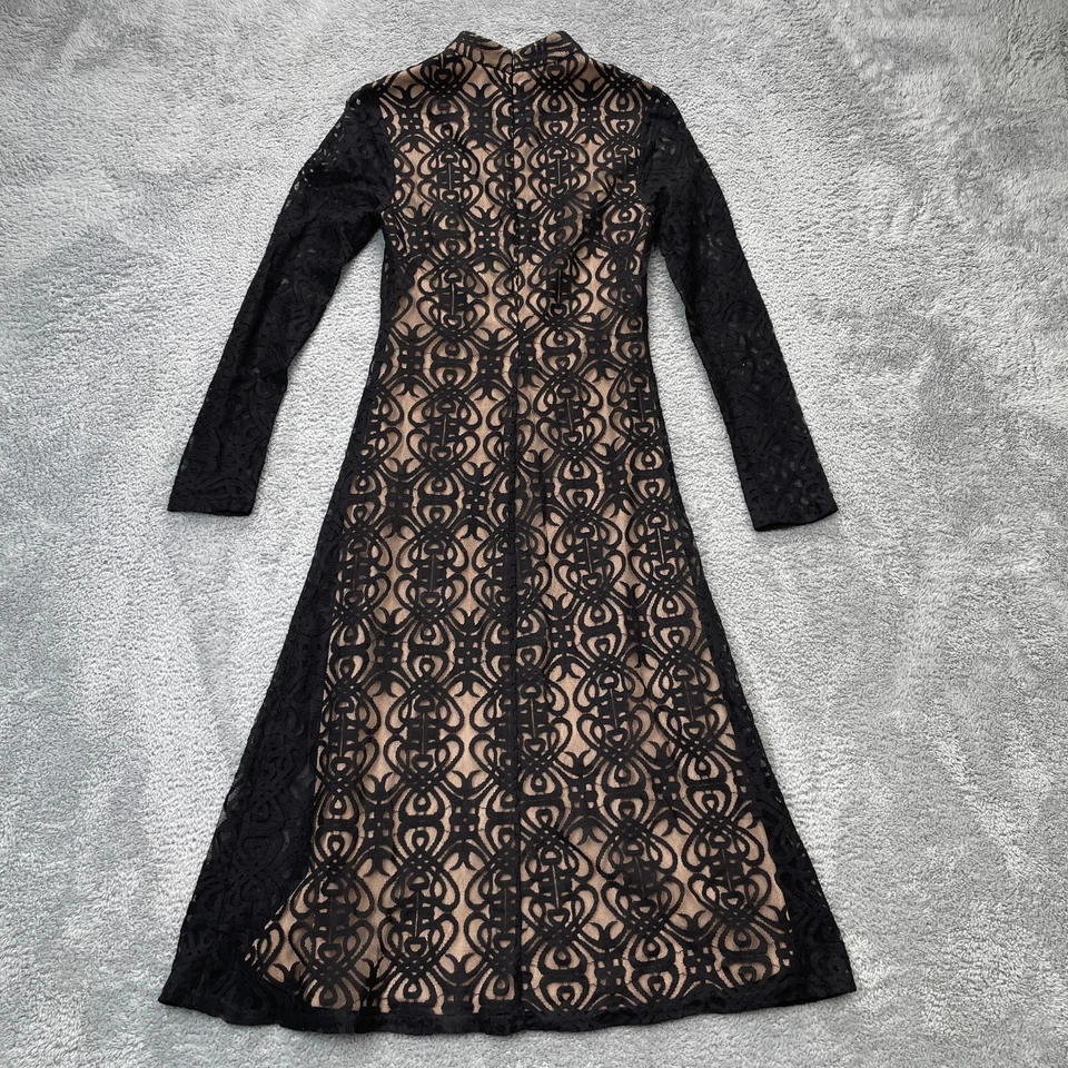 Vestido Forever 21 Mujer Pequeño Negro Floral Encaje Crochet Superposición Cuello Simulado Gótico Foto 2 de 4