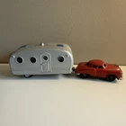 NICE Old 1950's Japan Tin Friction CAR + HOUSE TRAILER