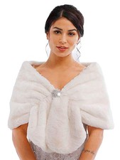 Womens Faux Fur Shawl Bridal Stole Wedding Wrap Cape Scarf Bride