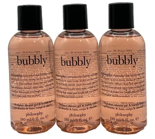 (3) Philosophy Shampoo Shower Gel Bubble Bath (BUBBLY) 6oz New and Sealed!
