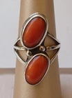 Native American Navajo Vintage Silver Coral Ring