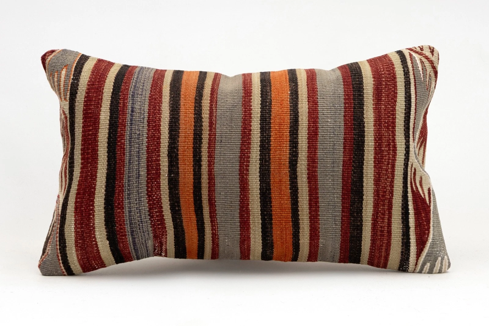 Decorative Pillow Cover, 12x20 in, Turkish Kilim Cushion, Boho Sofa Throw Pillow