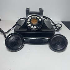 VINTAGE OBLONG BLACK ROTARY MODULAR DESK PHONE Untested