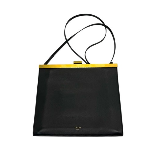 Celine Clasp Mini Leather Black Crossbody Bag Old Logo Phoebe Era