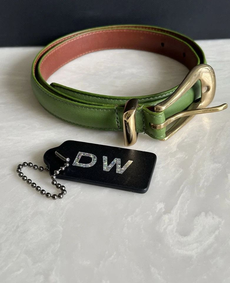 CINTURÓN MUJER COACH VINTAGE CLÁSICO CUERO VERDE HEBILLA LATÓN 8528 EE. UU. TALLA S Foto 4 de 4