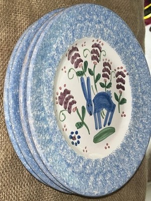 VTG Tastemaker X Sigma Bunny Rabbit Floral 4PC Spongewear Plates 10 diam Italy
