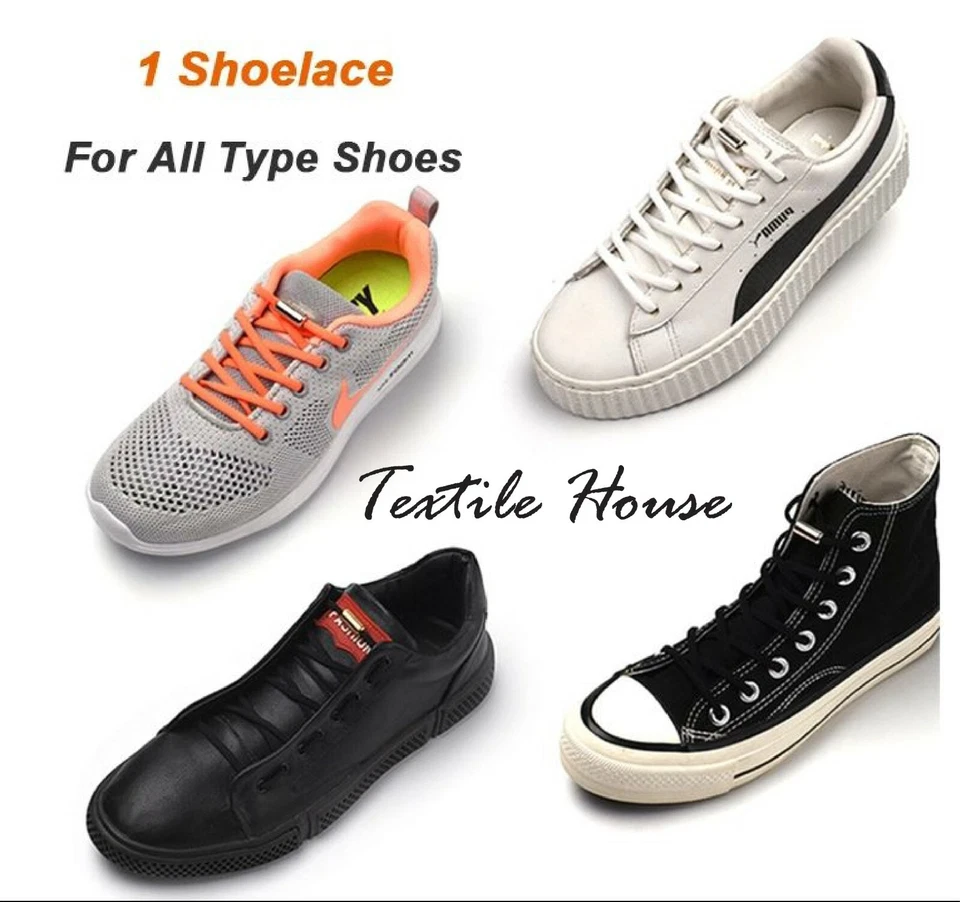 No Tie Elastic Shoe Laces Adult Kids Trainer Lace Lazy Easy No-tie Shoelaces UK - Image 3 of 4