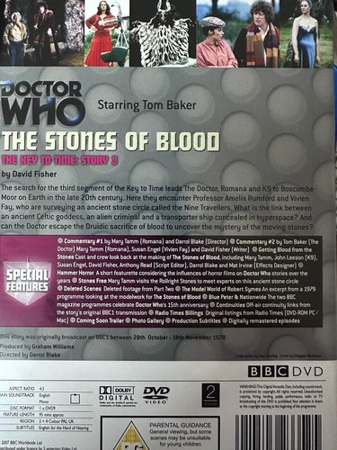 DOCTOR WHO - The Stones Of Blood DVD BBC AS NEW! Tom Baker The Key To Time 3 UK - Picture 2 of 2