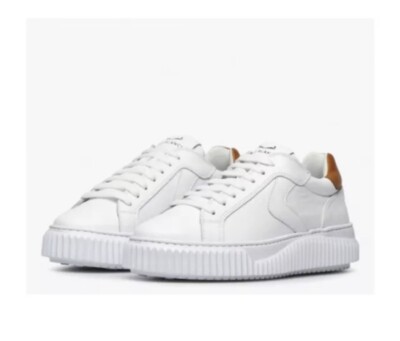 NWT Voile Blanche Lipari White/Tobacco Leather Sneakers - Size 10