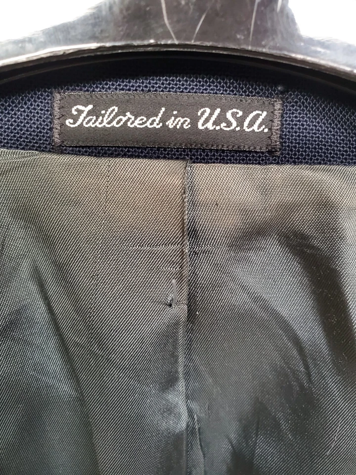 Blazer Abrigo Deportivo Chaqueta Stafford Botones Dorados Azul Marino Mezcla Lana 50R Foto 4 de 4