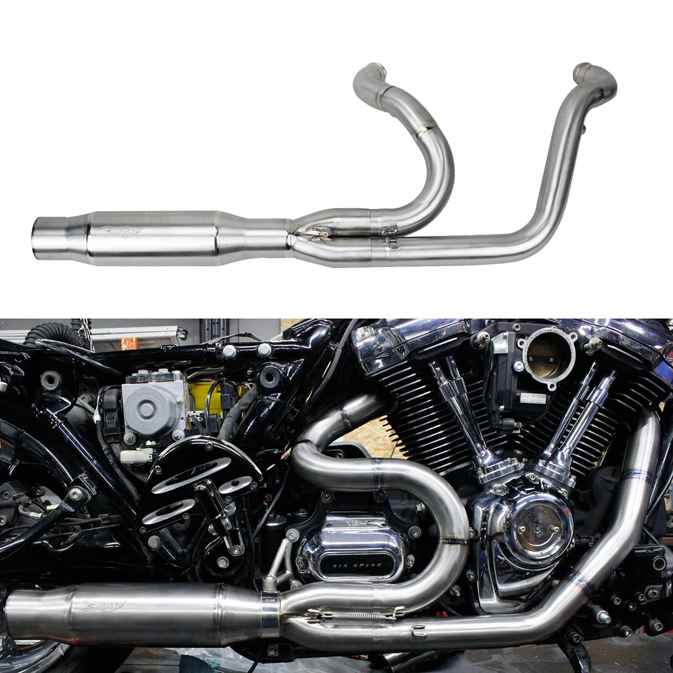 Titanium 2 into 1 Exhaust Pipe for Harley Touring Road Street Glide FLHT 2017-23 Foto 3 de 4