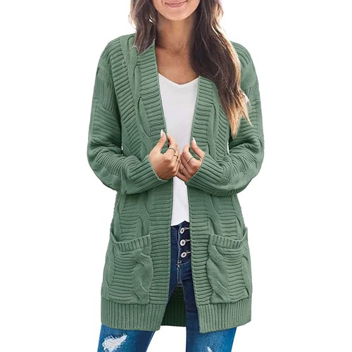 Women's Long Sleeve Cable Knit Cardigan 