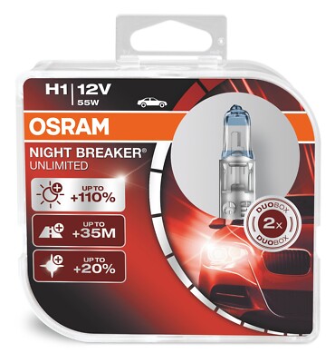 2x OSRAM Night Breaker UNLIMITED H1 Scheinwerfer Birnen OSRAM APPROVED PARTNER