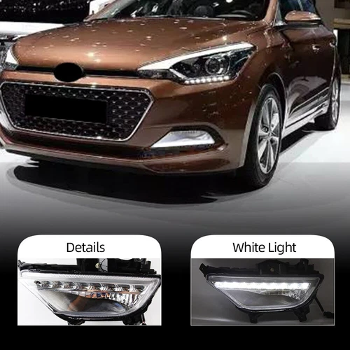 For Hyundai I20 2015-2017 Pair LED DRL Daytime Running Lights Fog Lamps Bumper - Foto 2 di 10