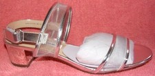NEW NINA GANICE SILVER METALLIC FOIL SLIDE DOUBLE BANDED SANDALS 9.5 M
