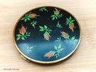 Vogue Vanities black and gold floral-Vintage Make Up/Powder Compact-1pi