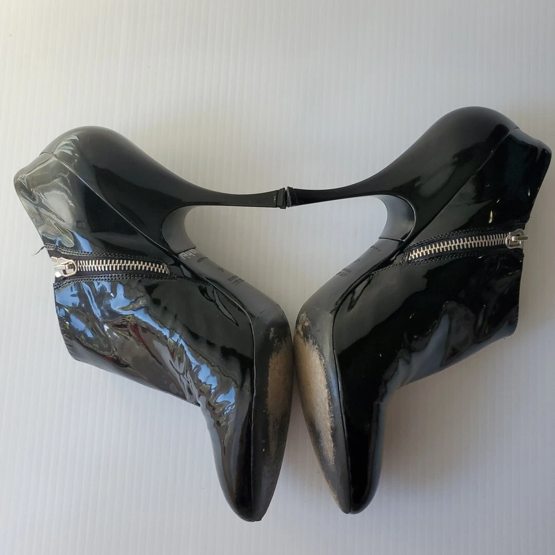 Stivaletti MIU MIU NERI VERNICE PELLE TACCO ALTO STILETTO ZIP TG 41 ITALIA