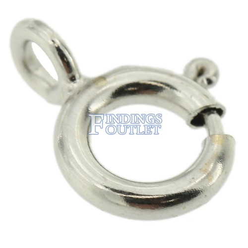 14K Solid White Gold 6mm Spring Ring Clasp Round Open Jump Ring 1 Piece USA - Picture 4 of 5