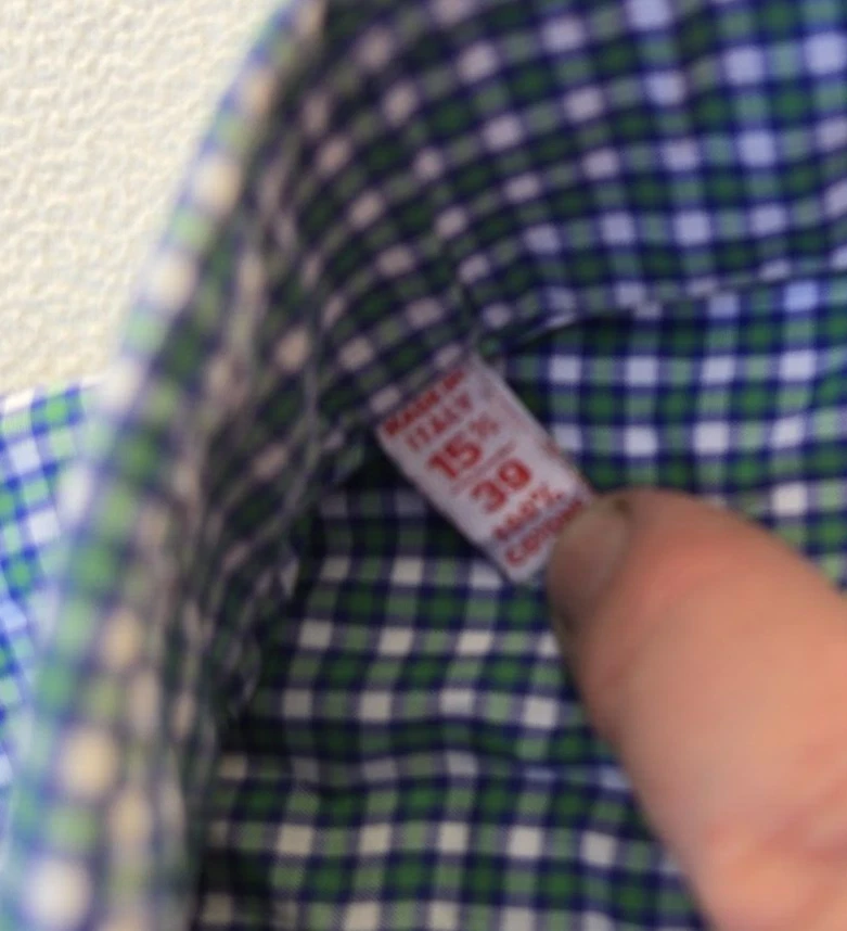 ISAIA Men's Long Sleeve Button Up Dress Shirt Green/Blue Plaid Sz 15 1/2/39 EUC - Image 4 of 4