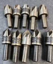 10-Piece Countersink Drill Bit Set Round Shank Chamfer Chamfering Cutter Bit USA