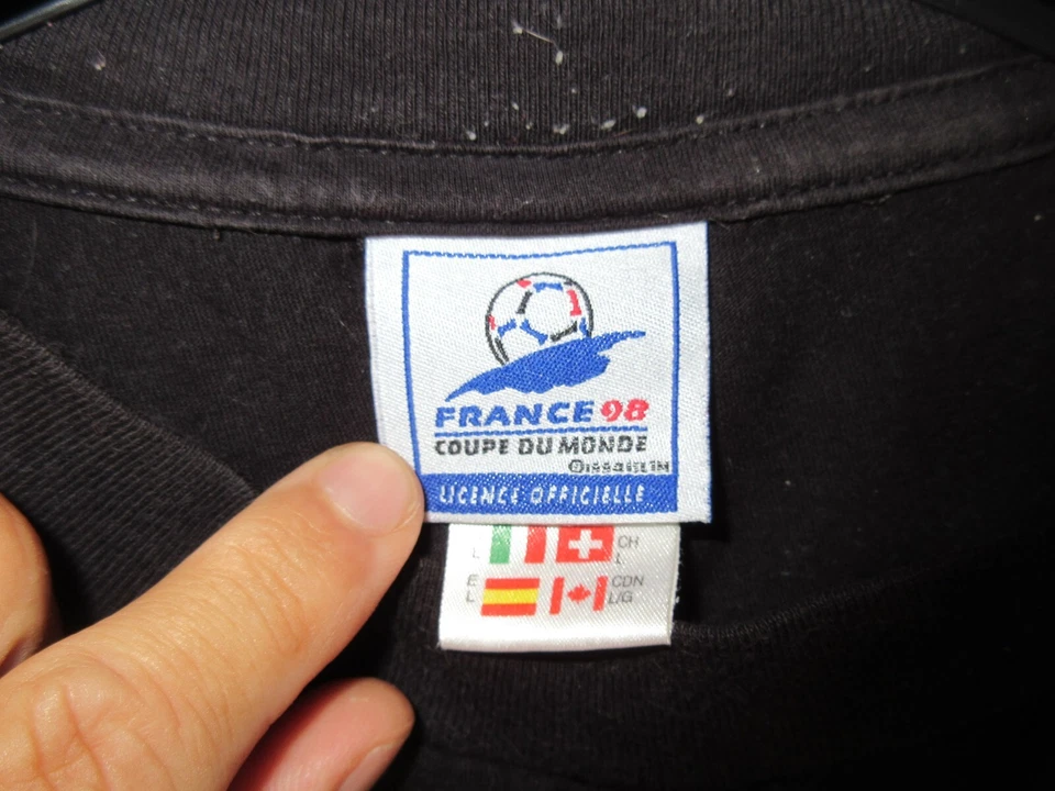 T-shirt ADIDAS vintage COUPE DU MONDE FRANCE 98 World Cup trophée noir jersey L - Photo 4/4